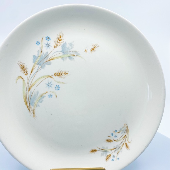 Vintage Japan Autumn Wheat 8701 with Blue Flowers Circular 11.5” Platter - Picture 3 of 8
